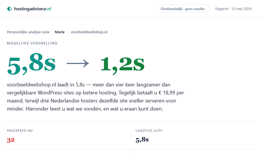 Voorbeeld van het persoonlijke advies-rapport dat je ontvangt